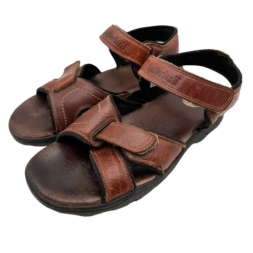 Timberland Men’s Sz: 10 Leather Adjustable Strappy Sandals Brown Open Toe 38526